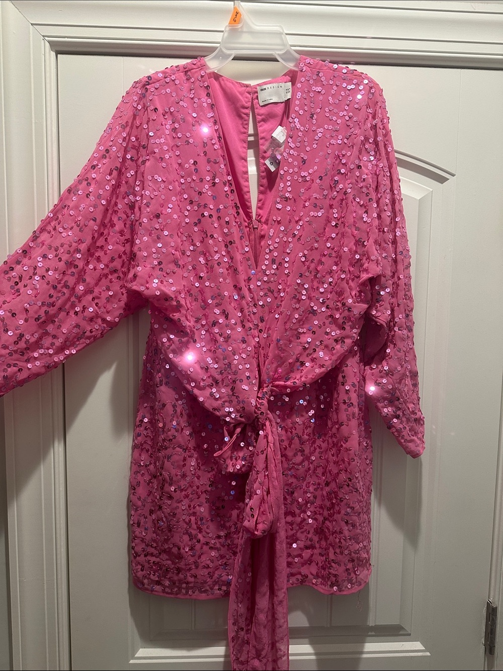 ASOS Hot Pink Sequin Tie-Front Dress